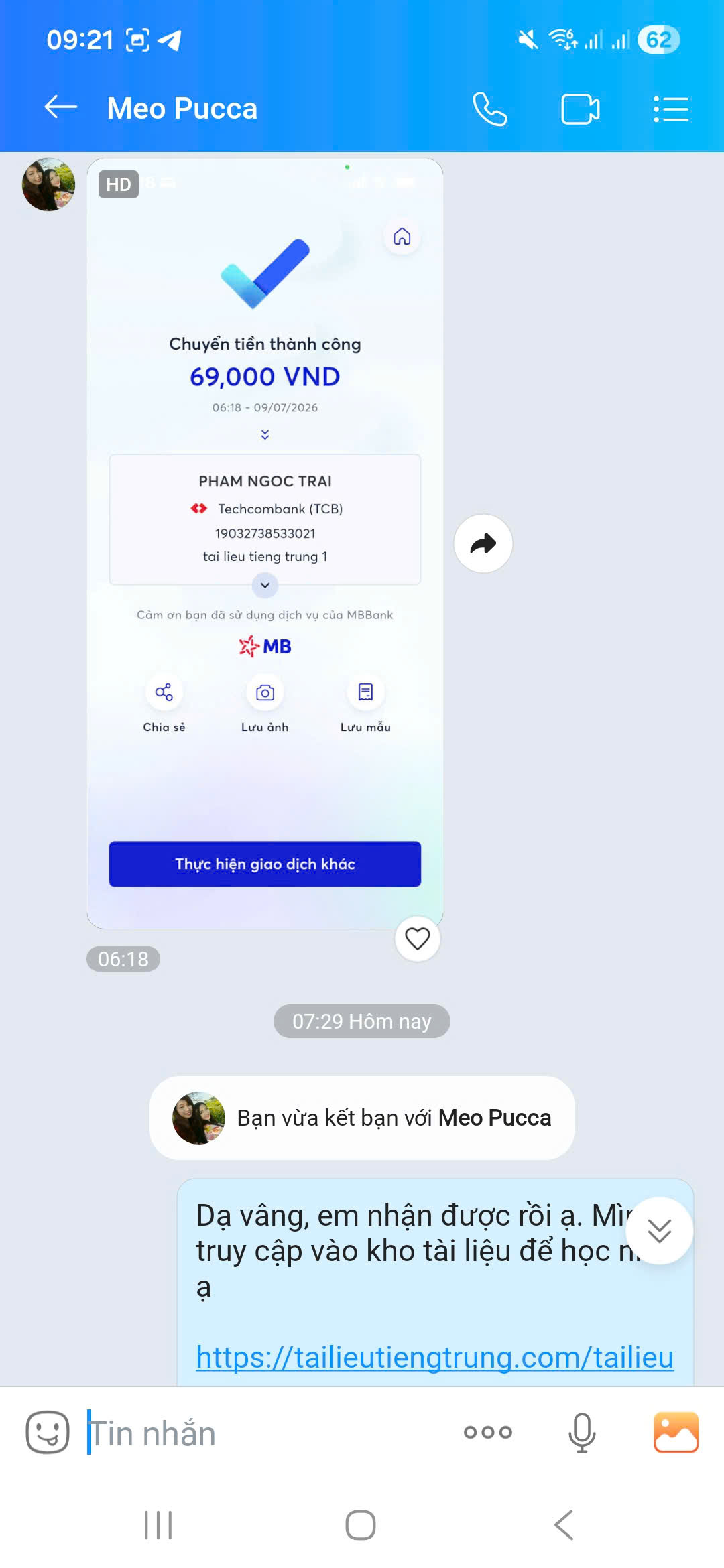 Giao dịch thành công
